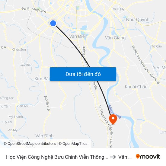 Học Viện Công Nghệ Bưu Chính Viễn Thông - Trần Phú (Hà Đông) to Văn Nhân map