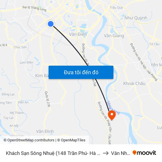 Khách Sạn Sông Nhuệ (148 Trần Phú- Hà Đông) to Văn Nhân map