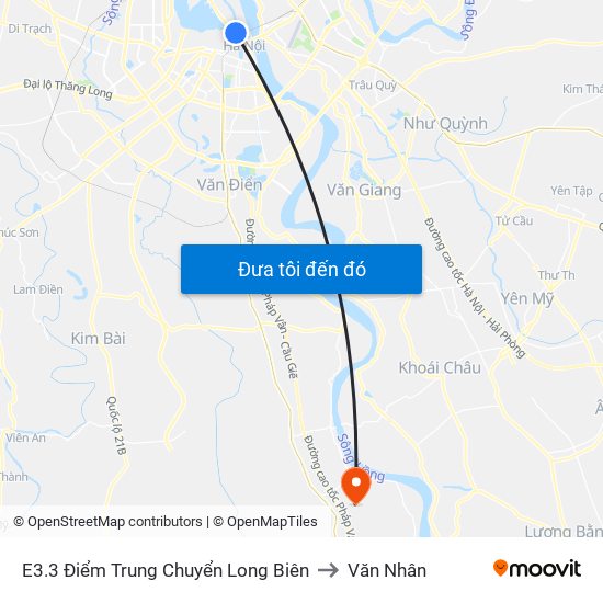 E3.3 Điểm Trung Chuyển Long Biên to Văn Nhân map