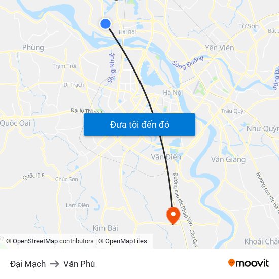 Đại Mạch to Văn Phú map