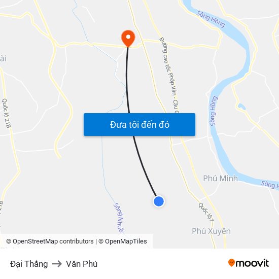 Đại Thắng to Văn Phú map