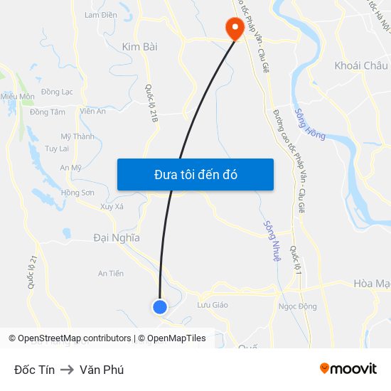 Đốc Tín to Văn Phú map