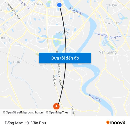 Đống Mác to Văn Phú map