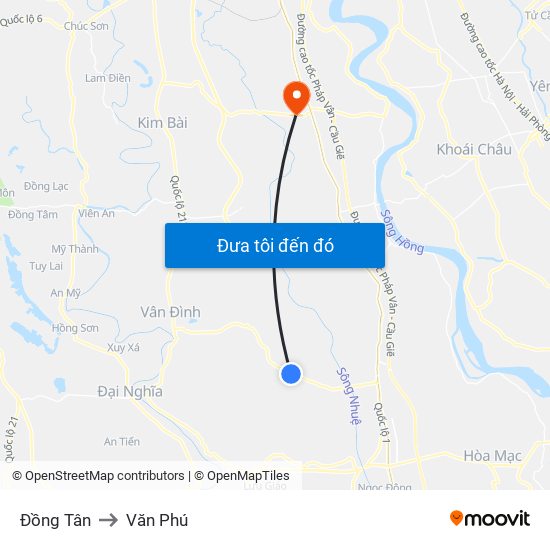 Đồng Tân to Văn Phú map