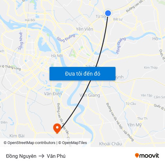 Đồng Nguyên to Văn Phú map