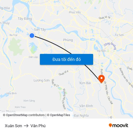 Xuân Sơn to Văn Phú map