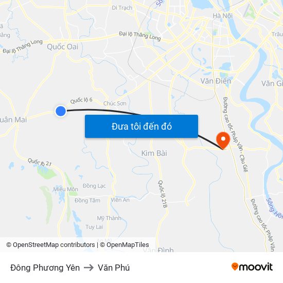 Đông Phương Yên to Văn Phú map