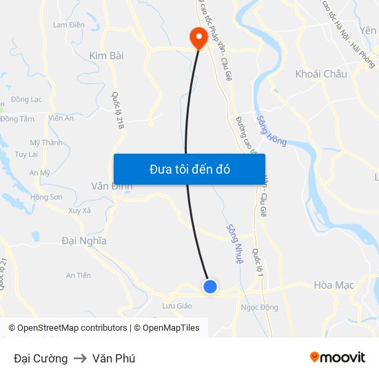 Đại Cường to Văn Phú map