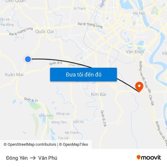 Đông Yên to Văn Phú map