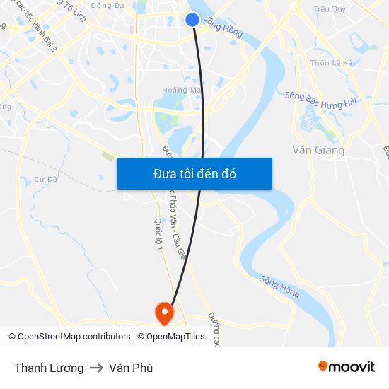 Thanh Lương to Văn Phú map