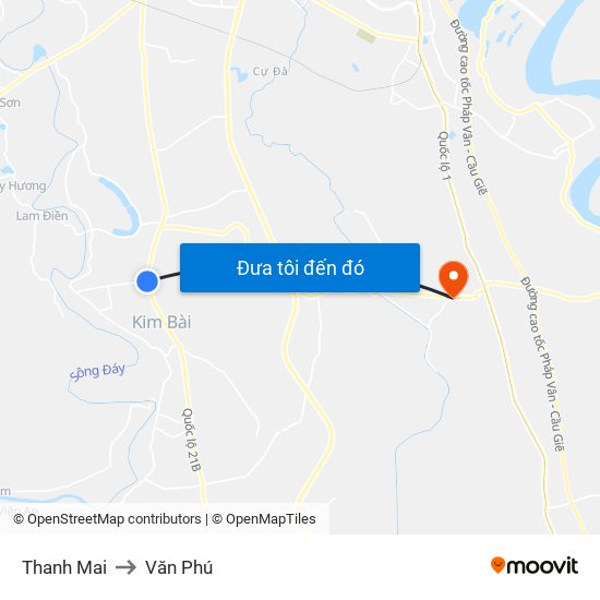 Thanh Mai to Văn Phú map
