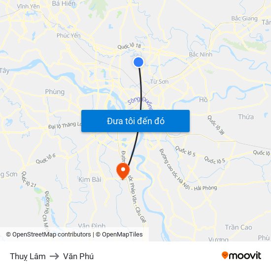 Thuỵ Lâm to Văn Phú map