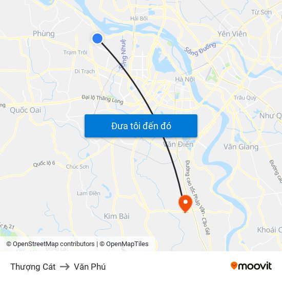 Thượng Cát to Văn Phú map
