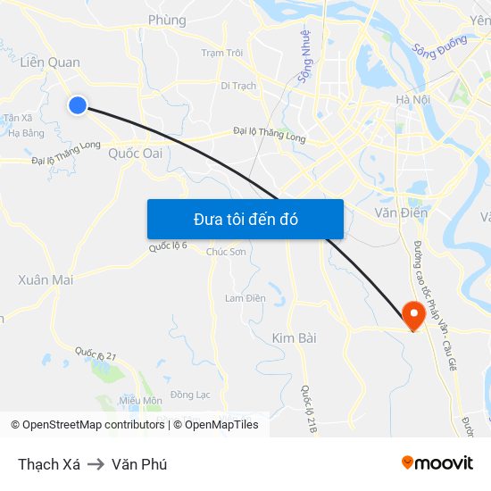 Thạch Xá to Văn Phú map