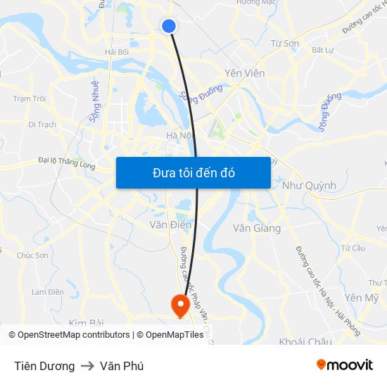 Tiên Dương to Văn Phú map