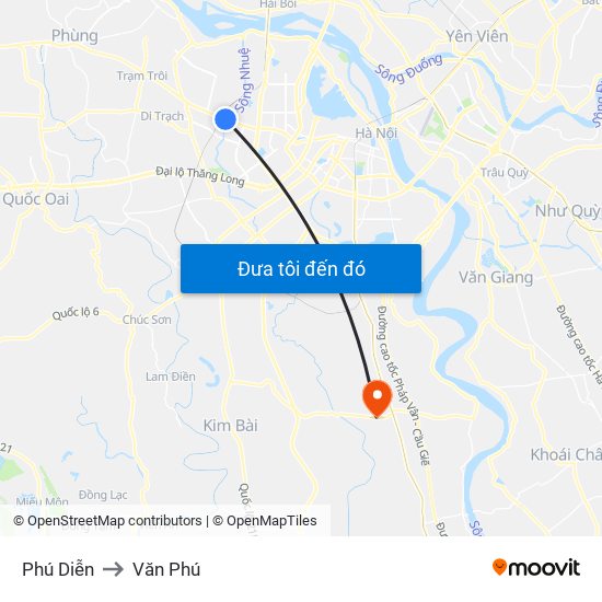 Phú Diễn to Văn Phú map