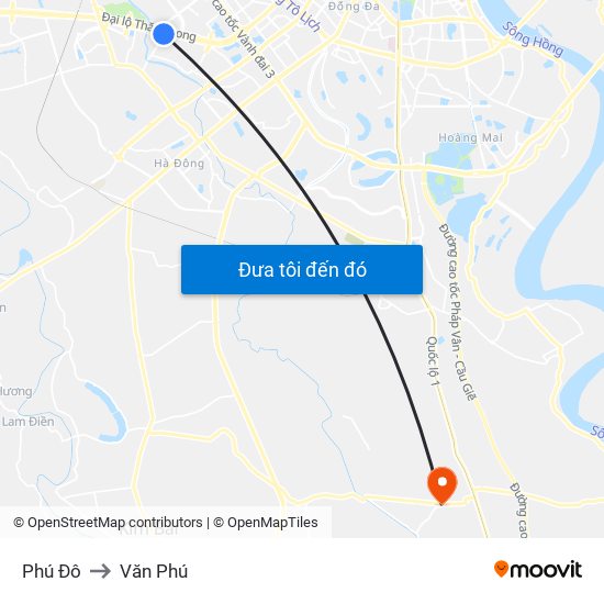 Phú Đô to Văn Phú map