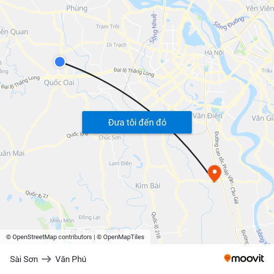 Sài Sơn to Văn Phú map