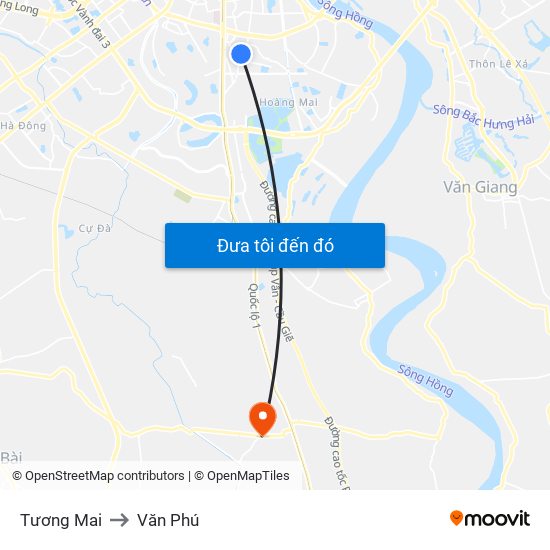 Tương Mai to Văn Phú map