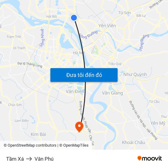 Tầm Xá to Văn Phú map