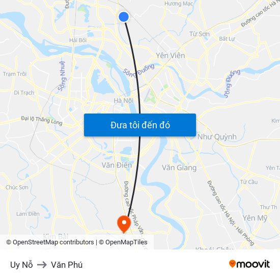 Uy Nỗ to Văn Phú map
