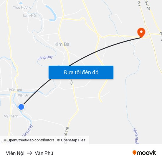Viên Nội to Văn Phú map