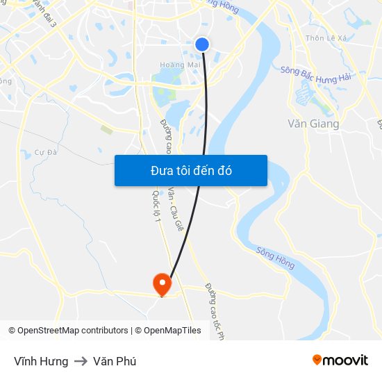 Vĩnh Hưng to Văn Phú map