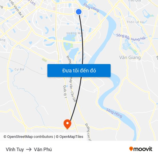 Vĩnh Tuy to Văn Phú map