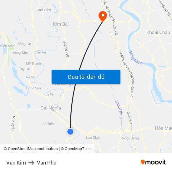 Vạn Kim to Văn Phú map