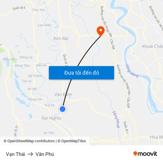 Vạn Thái to Văn Phú map