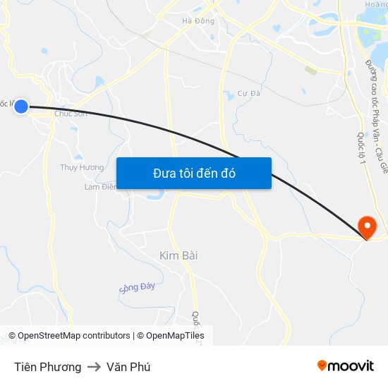 Tiên Phương to Văn Phú map