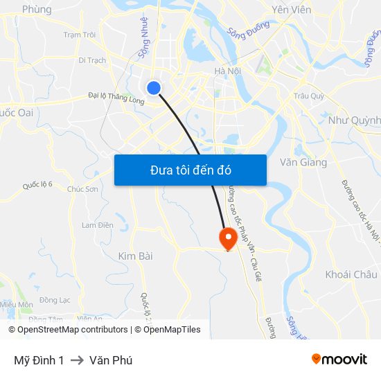 Mỹ Đình 1 to Văn Phú map