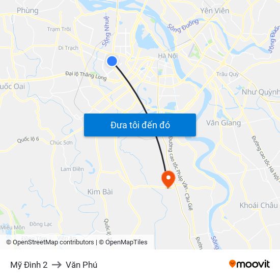 Mỹ Đình 2 to Văn Phú map