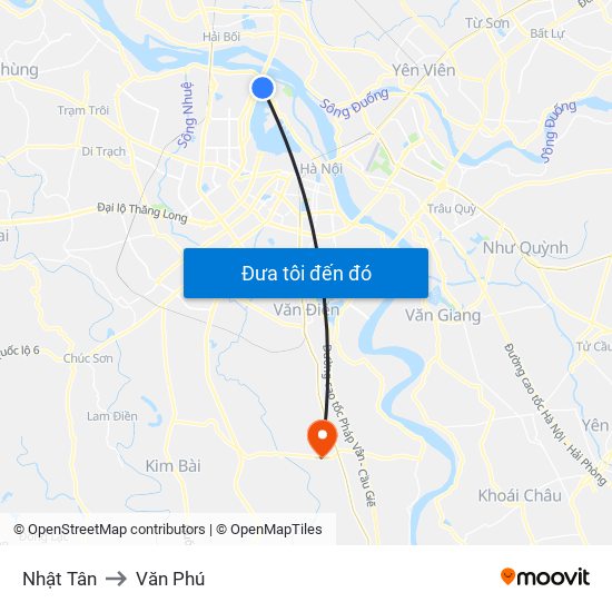 Nhật Tân to Văn Phú map