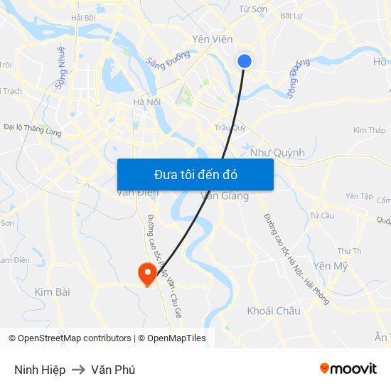 Ninh Hiệp to Văn Phú map