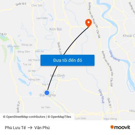 Phù Lưu Tế to Văn Phú map