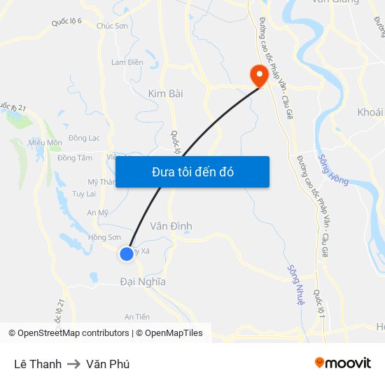 Lê Thanh to Văn Phú map