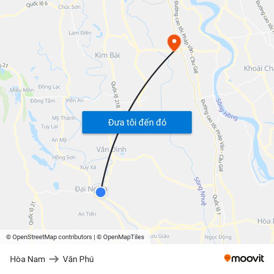 Hòa Nam to Văn Phú map