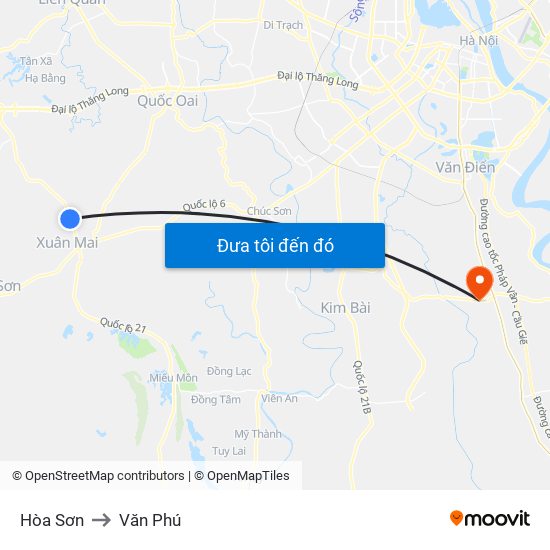 Hòa Sơn to Văn Phú map