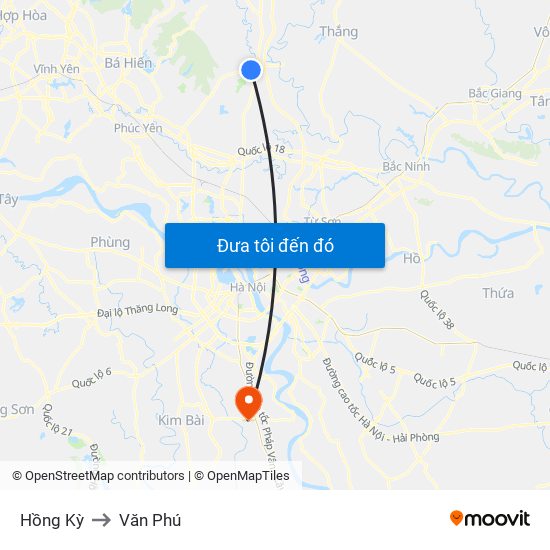 Hồng Kỳ to Văn Phú map