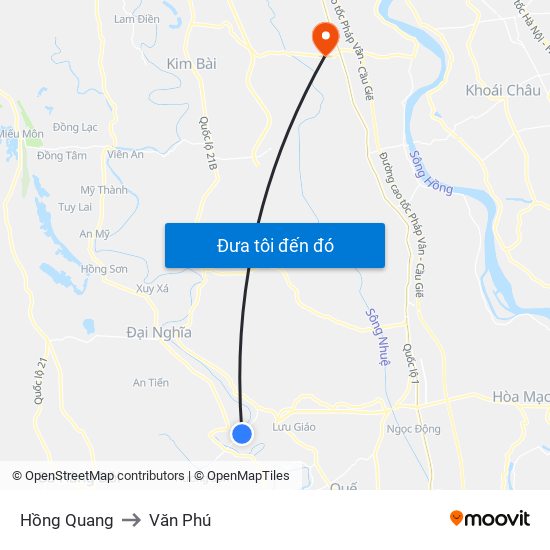 Hồng Quang to Văn Phú map