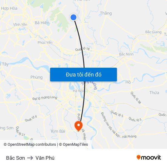 Bắc Sơn to Văn Phú map