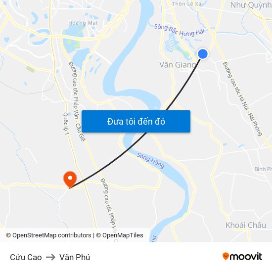 Cửu Cao to Văn Phú map