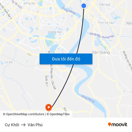 Cự Khối to Văn Phú map
