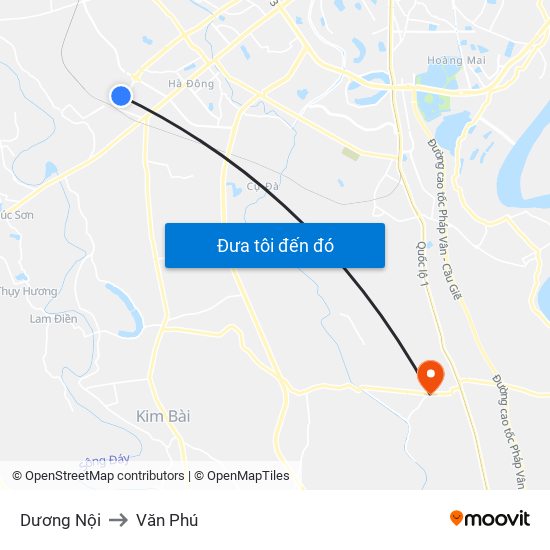 Dương Nội to Văn Phú map