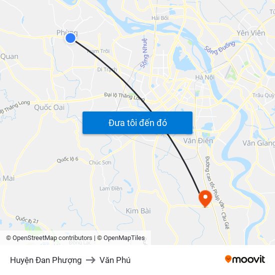 Huyện Đan Phượng to Văn Phú map