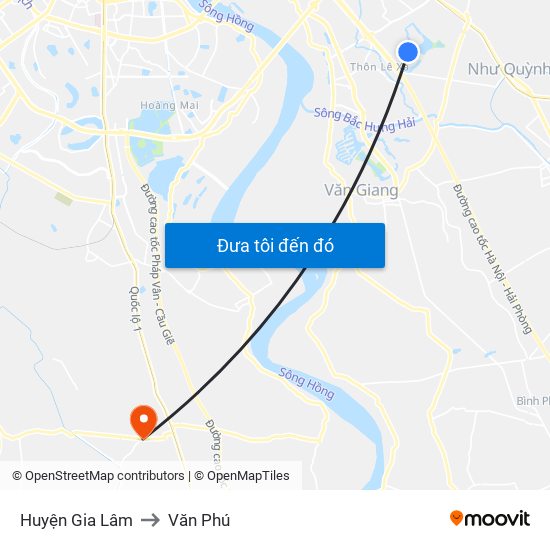 Huyện Gia Lâm to Văn Phú map