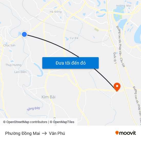 Phường Đồng Mai to Văn Phú map