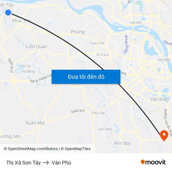 Thị Xã Sơn Tây to Văn Phú map