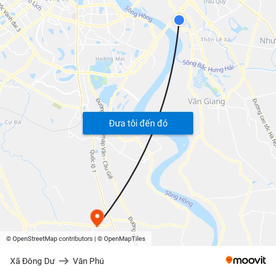 Xã Đông Dư to Văn Phú map